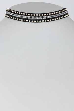 Daily Choker with Rhinestones Details 6HAF7
